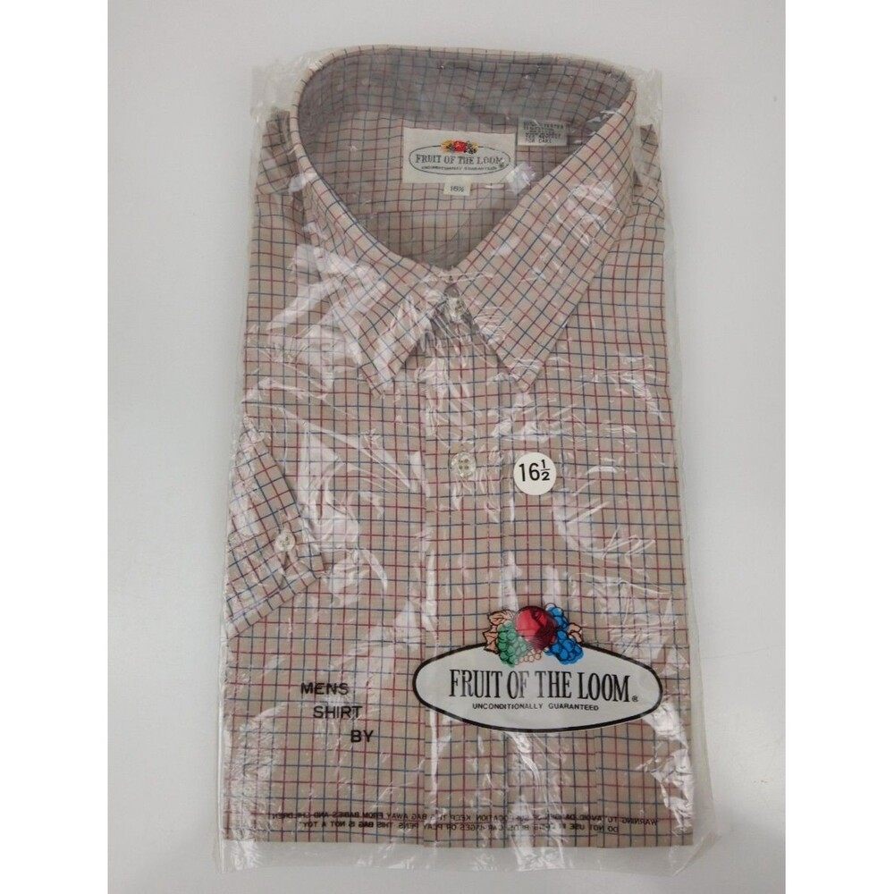 VTG 70's Fruit of The Loom Button Front Shirt Multicolor Plaid Short Sleeve